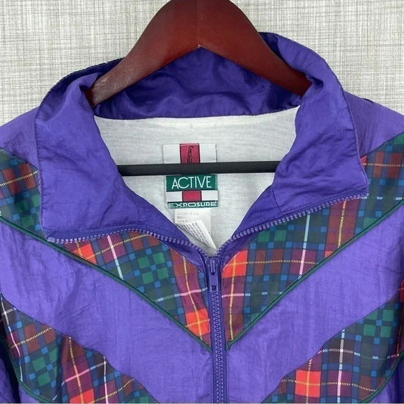Vintage Active Exposure Women's Size PM Purple windbreaker *flaw*. 9484 - Picture 3 of 8